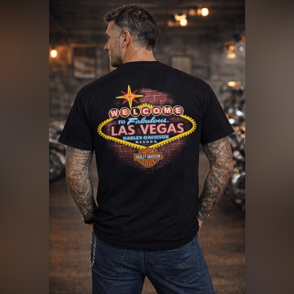 NWOT Harley-Davidson Black Las Vegas Eagle Graphic Short Sleeve Tee Size M - Picture 4 of 11